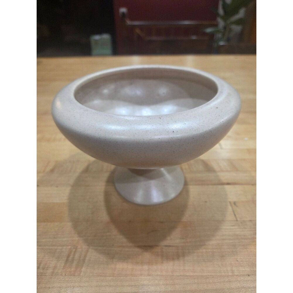Vintage Haeger Pottery Speckled Beige Pedestal Planter Bowl MCM
